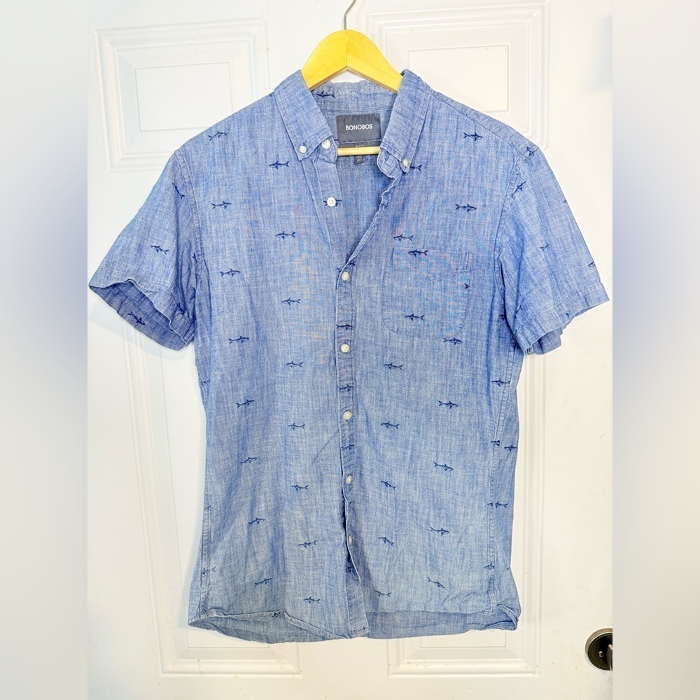 Bonobos Blue Casual Button Down Shirt with Pattern